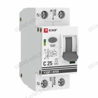 Устройство защиты от дугового пробоя (УЗДП) с автоматическим выключателем 1P+N 25А (C) 6кА EKF PROxima