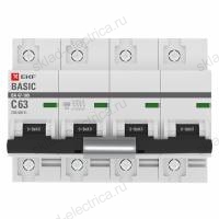 Автоматический выключатель 4P 63А (C) 10kA ВА 47-100 EKF Basic