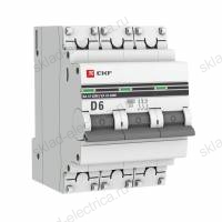 Автоматический выключатель 3P 6А (D) 6кА ВА 47-63M без теплового расцепителя EKF PROxima