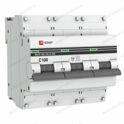 Автоматический выключатель 3P 100А (C) 10kA ВА 47-100 EKF PROxima