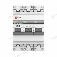 Автоматический выключатель 3P 6А (C) 6кА ВА 47-63 EKF PROxima