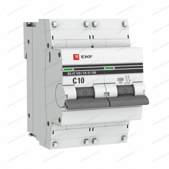 Автоматический выключатель 2P 10А (C) 10kA ВА 47-100 EKF PROxima