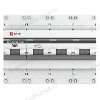 Автоматический выключатель 4P 80А (D) 10kA ВА 47-100 EKF PROxima