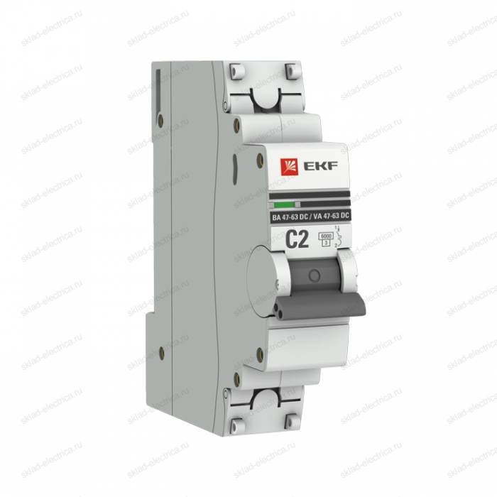 Автоматический выключатель 1P 2А (C) 6кА ВА 47-63 DC EKF PROxima