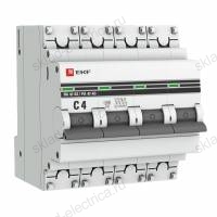 Автоматический выключатель 4P 4А (C) 4,5kA ВА 47-63 EKF PROxima