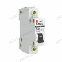 Автоматический выключатель 1P 40А (C) 4,5кА ВА 47-29 EKF Basic