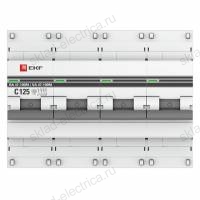 Автоматический выключатель 4P 125А (C) 10kA ВА 47-100M без теплового расцепителя EKF PROxima