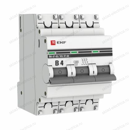 Автоматический выключатель 3P 4А (B) 4,5кА ВА 47-63 EKF PROxima