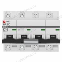 Автоматический выключатель 4P 10А (C) 10kA ВА 47-100 EKF Basic