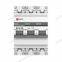 Автоматический выключатель 3P 3,15А (D) 4,5kA ВА 47-63 EKF PROxima