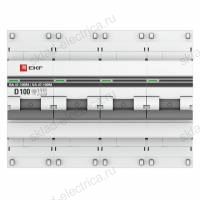 Автоматический выключатель 4P 100А (D) 10kA ВА 47-100M без теплового расцепителя EKF PROxima