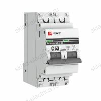 Автоматический выключатель 2P 63А (C) 4,5kA ВА 47-63 EKF PROxima