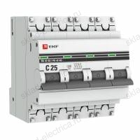 Автоматический выключатель 4P 25А (C) 4,5kA ВА 47-63 EKF PROxima