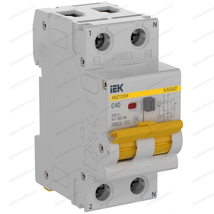 KARAT Автоматический выключатель дифференциального тока АВДТ32EM 1P+N C40 100мА тип A IEK