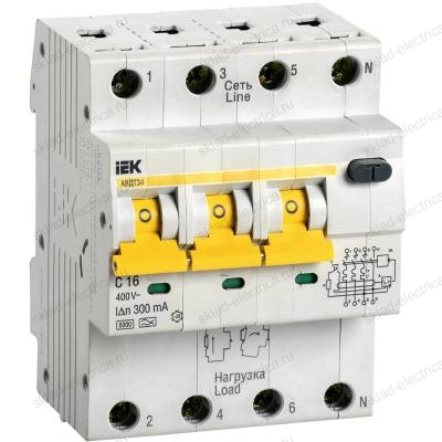 KARAT Автоматический выключатель дифференциального тока АВДТ 34 C16 300мА тип A IEK
