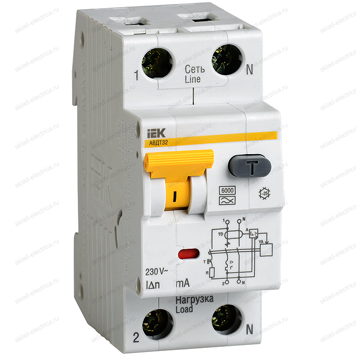 Автоматический однополюсный выключатель дифференциального тока IEK АВДТ32 С16 A30 (п)