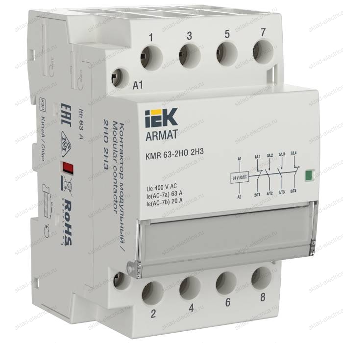 ARMAT Контактор модульный KMR 63А 24В AC/DC 2НО 2НЗ IEK