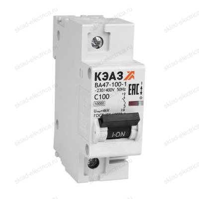 Выключатель автоматический модульный ВА47-100-1D80-УХЛ3 (10кА)-КЭАЗ
