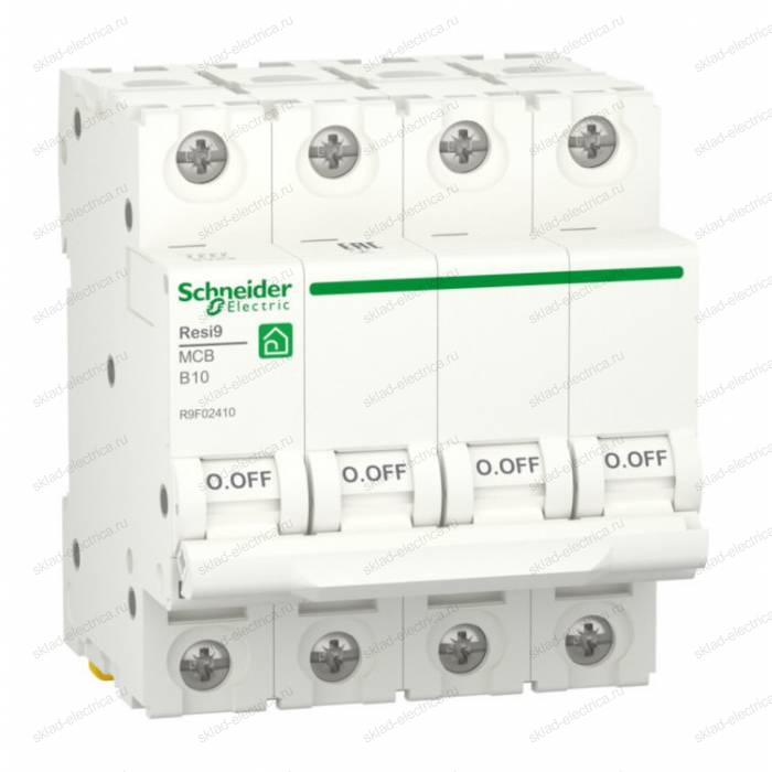 Автоматический выключатель Schneider Electric Resi9 4P 10А (B) 6кА, R9F02410