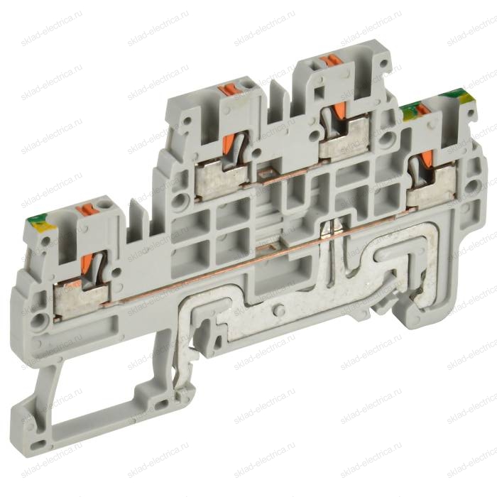 Колодка клеммная CP-ML-PEN двухуровневая с заземлением на нижнем уровне 1,5мм2 серая IEK