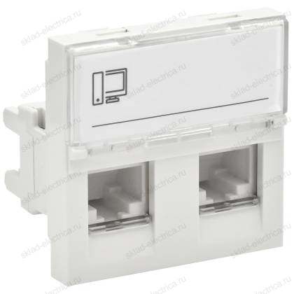 PRIMER РКИ-22-00-П-5 Розетка компьютерная RJ45 UTP кат.5E (2 модуля 2 входа) белая IEK