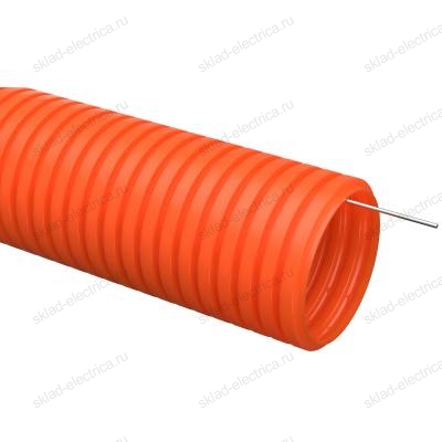 Труба гофрированная ПНД d=50мм с зондом оранжевая тяжелая (15м) IEK