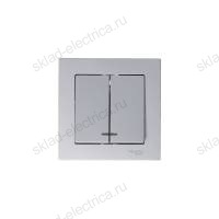 Выключатель двухклавишный с подсветкой ATN000353 Schneider Electric Atlas Design алюминий