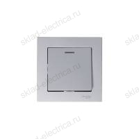 Выключатель одноклавишный с подсветкой ATN000313 Schneider Electric Atlas Design алюминий