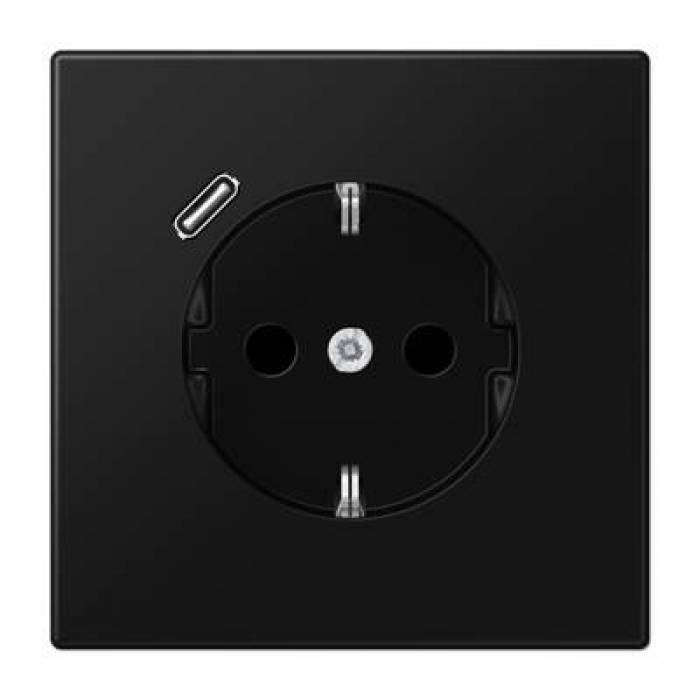 JUNG LS 990 Черный матовый Розетка с USB-зарядным устройством, тип С, SCHUKO