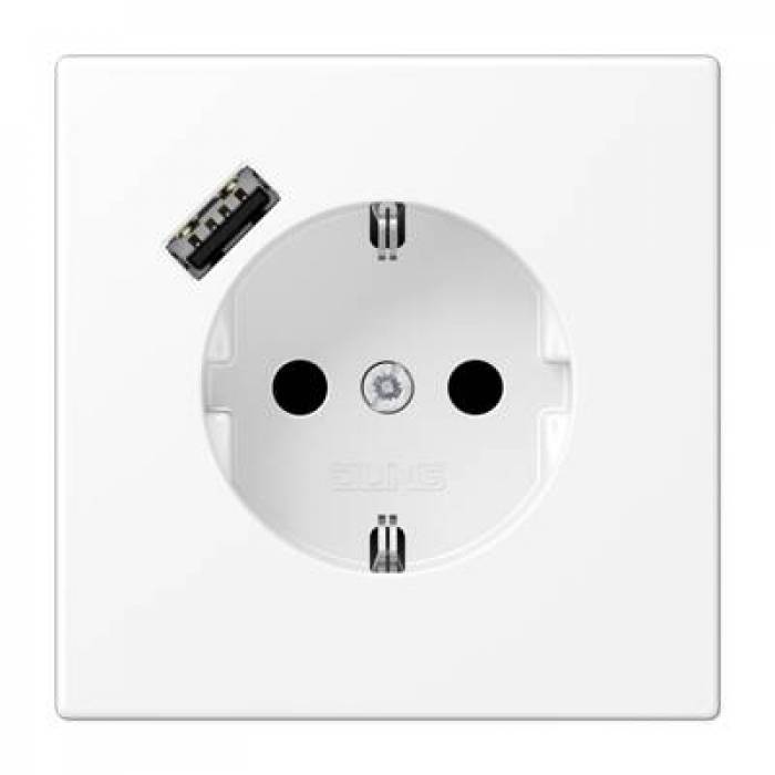 JUNG LS 990 Белый матовый Розетка с USB-зарядным устройством, тип A, SCHUKO