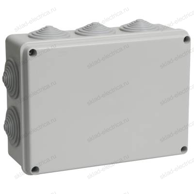 Коробка распаячная КМ41244 для открытой проводки 190х140х70мм IP55 10 гермовводов серая IEK