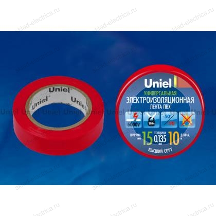 UIT-135P 10/15/01 RED Изоляционная лента Uniel 10м, 15мм, 0,135мм, 1шт, цвет Красный