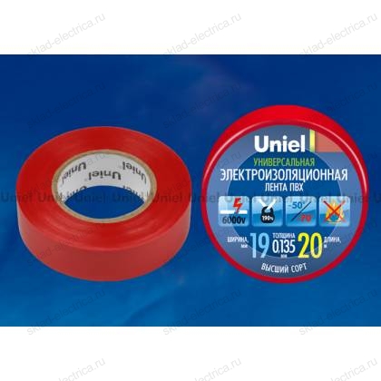 UIT-135P 20/19/01 RED Изоляционная лента Uniel 20м, 19мм, 0,135мм, 1шт, цвет Красный
