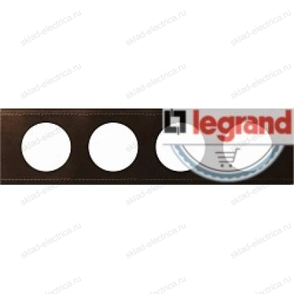 Рамка четырехместная Legrand Celiane кожа (коричневая) 69404