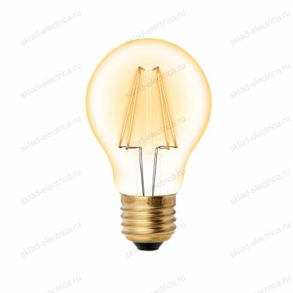 LED-A60-6W/GOLDEN/E27 GLV21GO Лампа светодиодная Vintage. Форма «A», золотистая колба. Картон. ТМ Uniel