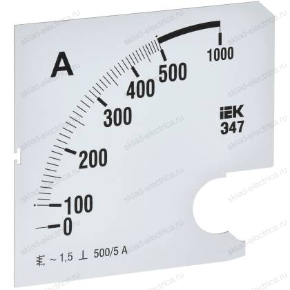 Шкала сменная для амперметра Э47 500/5А класс точности 1,5 96х96мм IEK