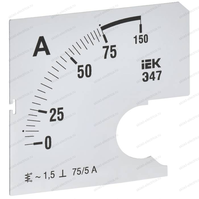 Шкала сменная для амперметра Э47 75/5А класс точности 1,5 72х72мм IEK