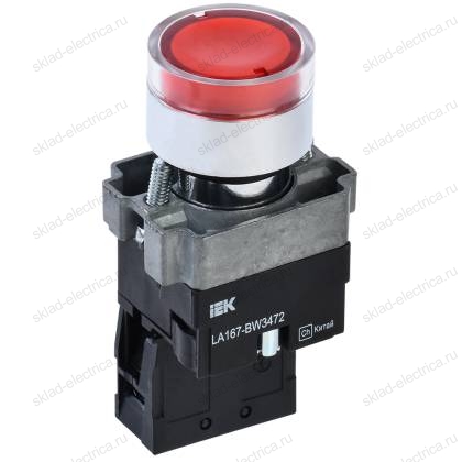 Кнопка управления LA167-BW3472 d=22мм RC 1р с подсветкой красная IEK