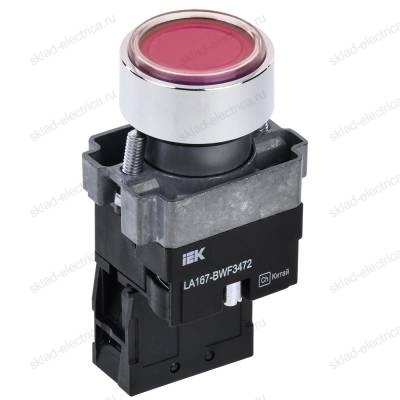 Кнопка управления LA167-BWF3472 d=22мм RC 1р с подсветкой красная IEK