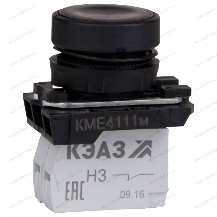 Кнопка КМЕ4102м-черный-0но+2нз-цилиндр-IP40-КЭАЗ