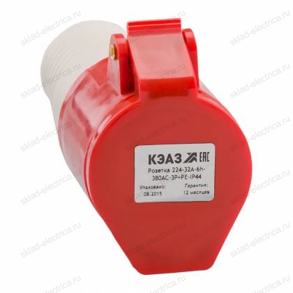 Розетка кабельная 214-16А-6h-380AC-3P+PE-IP44