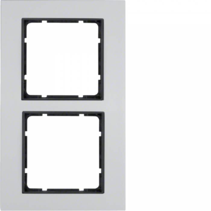 Рамка двойная B.7 металл алюминий, вкладка антрацит 10126904