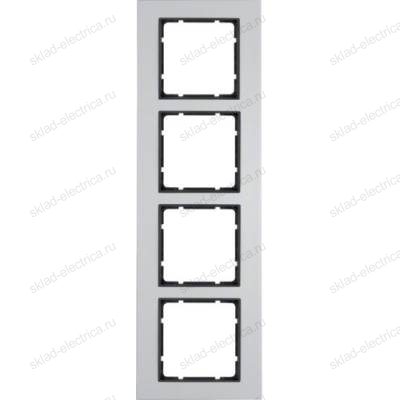 Рамка четверная B.7 металл алюминий, вкладка антрацит 10146904