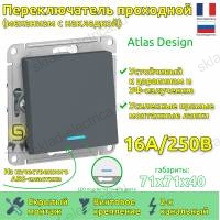 Выключатель одноклавишный проходной с подсветкой ATN000763 Schneider Electric Atlas Design грифель