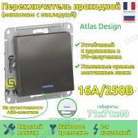 Выключатель одноклавишный проходной с подсветкой ATN000963 Schneider Electric Atlas Design сталь