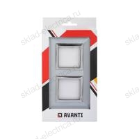 Рамка из металла, "Avanti", светло-серебристая, 4 модуля