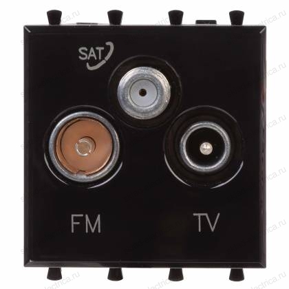 Розетка TV-FM-SAT модульная, "Avanti", "Черный квадрат", 2 модуля