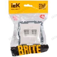 BRITE Розетка двойная RJ11+RJ45 кат.5E РК/Т12-БрЖ жемчуг IEK