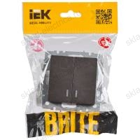 BRITE Выключатель 2-клавишный с индикацией 10А ВС10-2-1-БрТБ темная бронза IEK