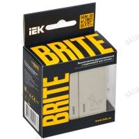 BRITE Выключатель 2-клавишный с индикацией для отелей 10А ВС10-2-9-БрКр бежевый IEK